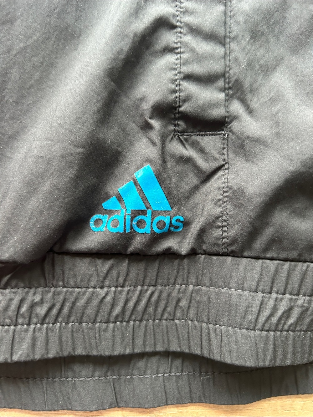 adidas Black Rain Jacket with Blue Stripes and Pink Zipper - Picture 2 of 5